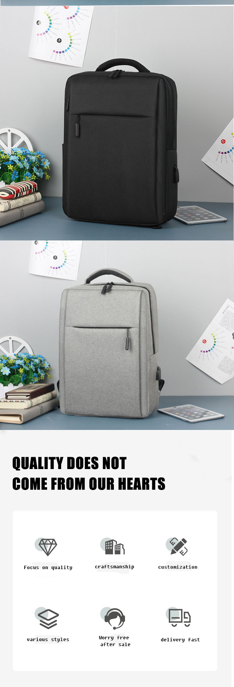 Travel Men Computer Bag Polyester Casual Geometric USB Laptop Backpack