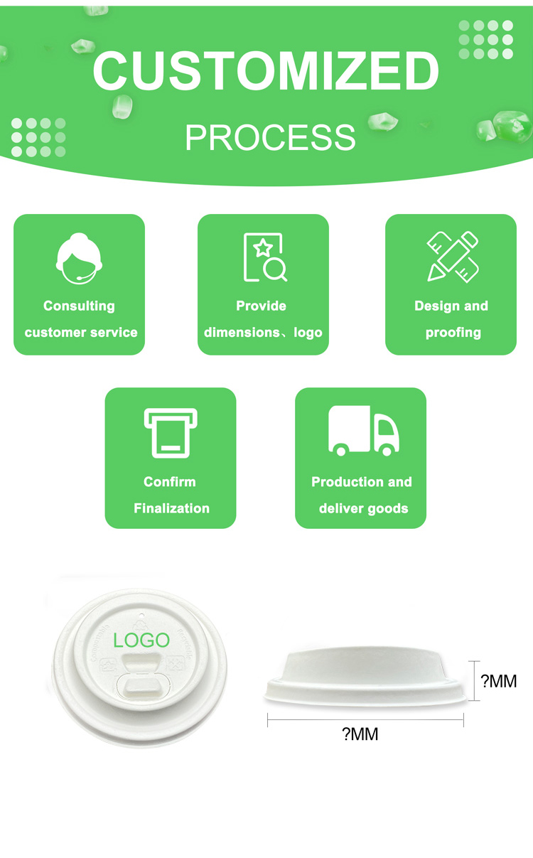 Biodegradable Compostable Eco Sugarcane Bagasse Material Cover Disposable Coffee Cup Lids