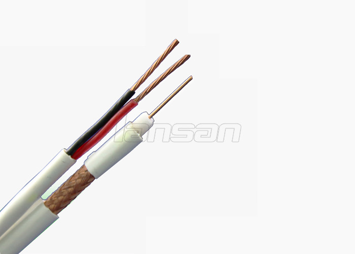 OEM / ODM RG6 Coaxial Cable Two Powerline Black / White Coaxial Cable