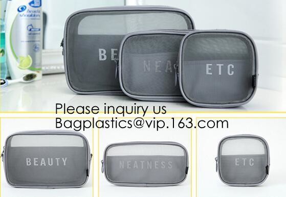 New Fashion Travel Makeup Brush Mesh Cosmetic Bag,Portable Canvas Travel Organizer Cosmetic Bag Toiletry Makeup Wash Bag