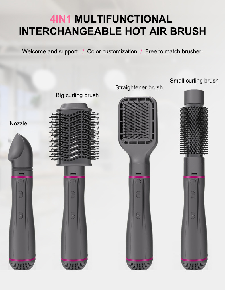 ABS Plastic Electric Hair Brush Dryer , 2M Cord 4 In One Hair Styler
