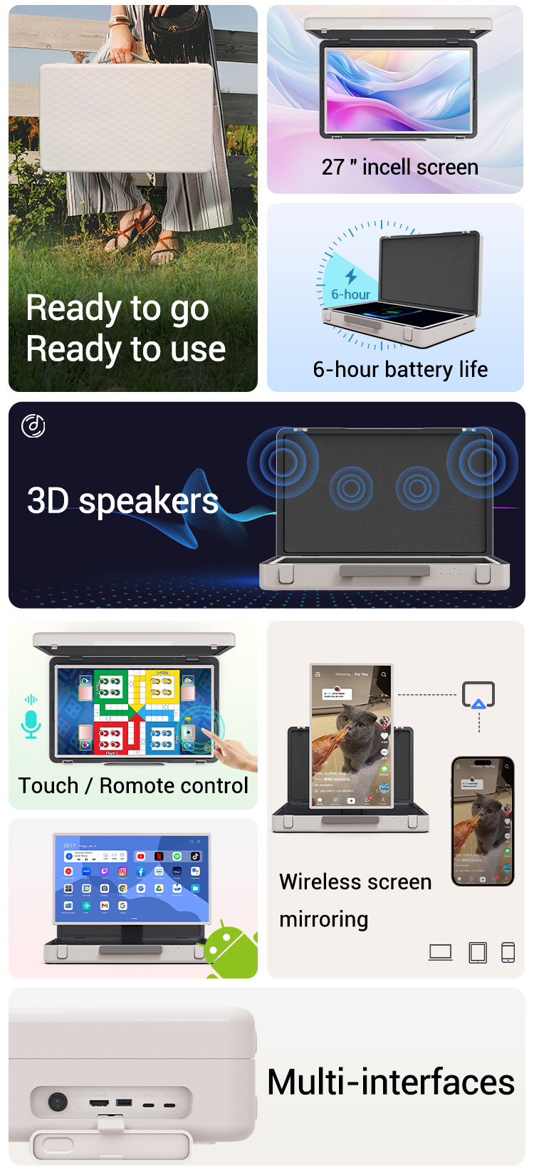 ELC PackGo Smart Tv Android 12 Portable Smart Tv Household Appliance Factory