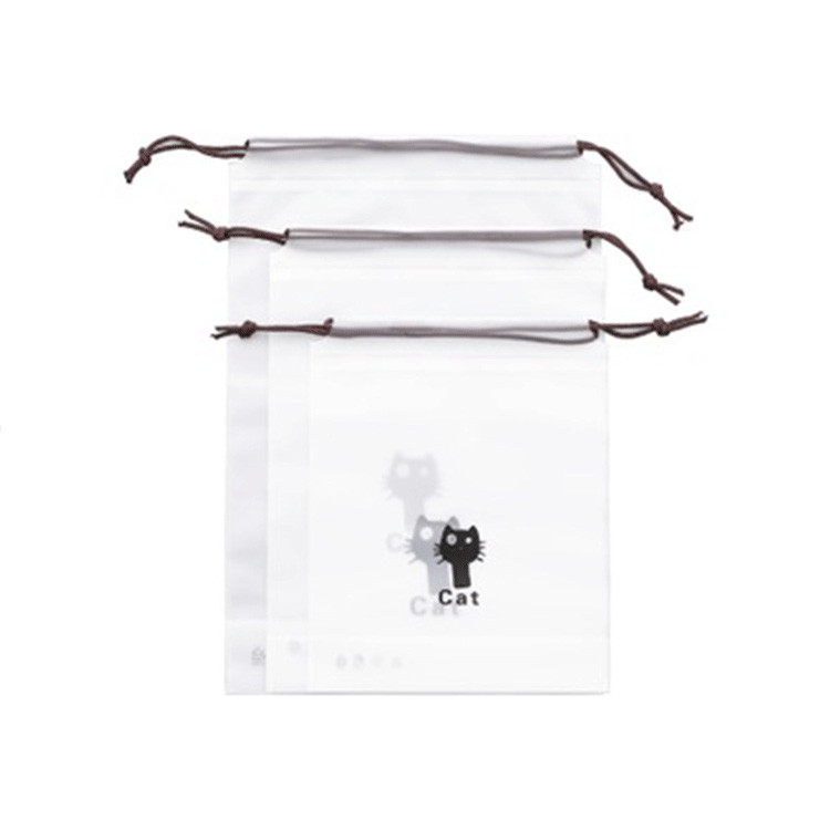 Frosted PE Custom Plastic Drawstring Bags For Wash Face Towel