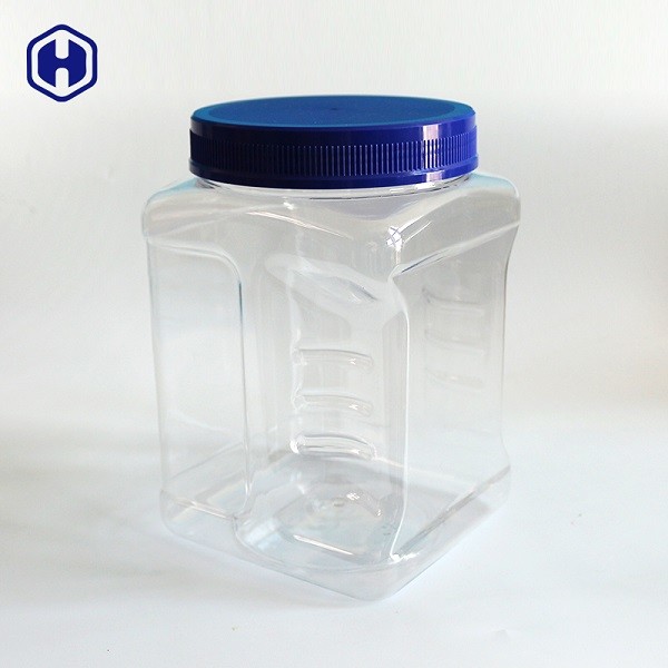 Large Capacity Clear Plastic Square Box 64OZ 1850ml Mouth Diameter 110mm