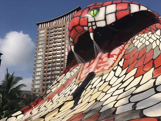 Fiberglass Water Park Slide Commercial 15m Dual Flume Cobra Water Slide