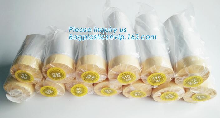 Pre-tapd paint masking film HDPE,Car paint repair masking film with tape, Hot sell masking film with adhesive tape, PAC