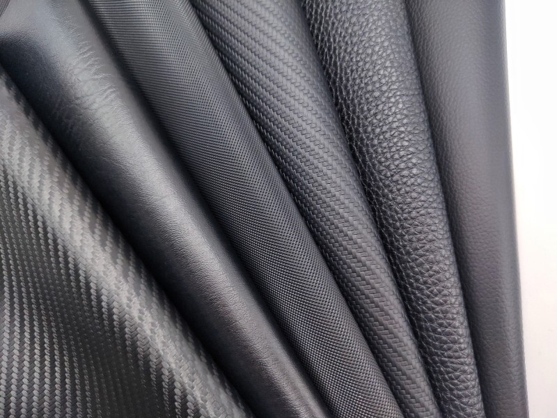 Flame Retardant Black PVC Leather 0.6mm Carbon Fiber Embossed Leather