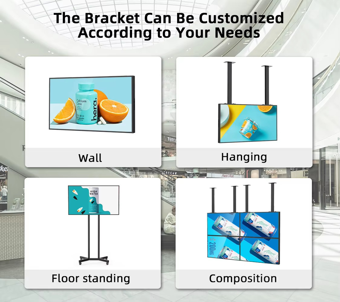High Brightness Hanging Shop Window LCD Advertising Screen with Double Sided Display and Ultra-Thin Bezel