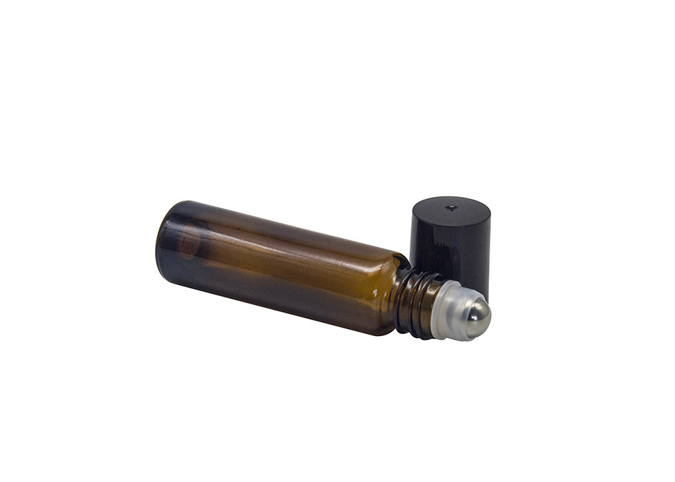 Round Amber Black Cap 5ml Empty Roll On Bottles