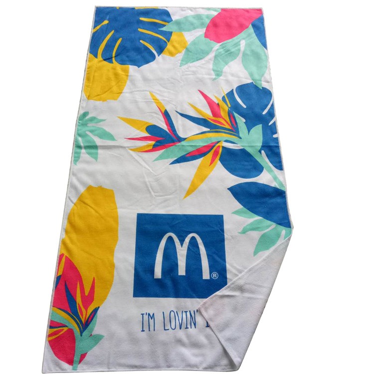 Private label soft quick dry beach towel serviette de plage custom 100% polyester microfiber disperse print beach towels