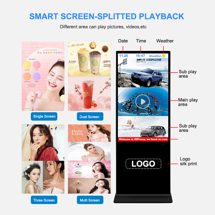 43-65 Inch Floor Standing Android Screen Panel Kiosk Lcd