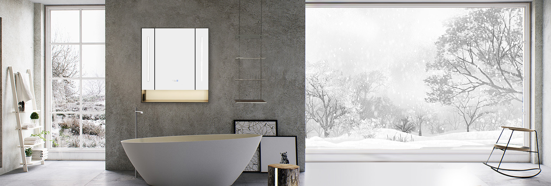 Bathrooms Showers Illuminated Mirror Cabinets Door Intelligent Light Emitting Diodes Mirror
