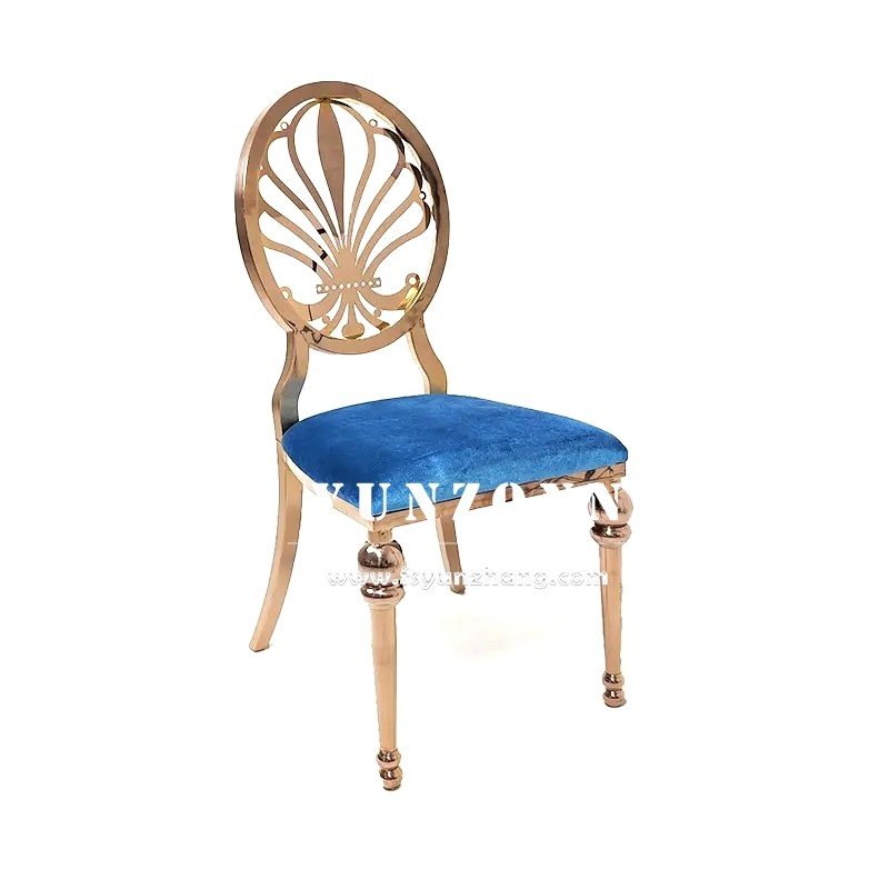 Banquet Metal Chair Event Party Rental Gold Flower Back Stainless Steel Hotel Wedding Chair