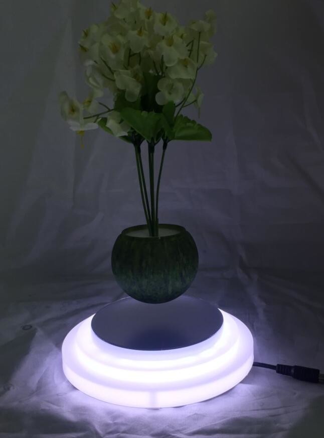 customize led light magnetic levitate floating bottom air bonsai tree flower pots