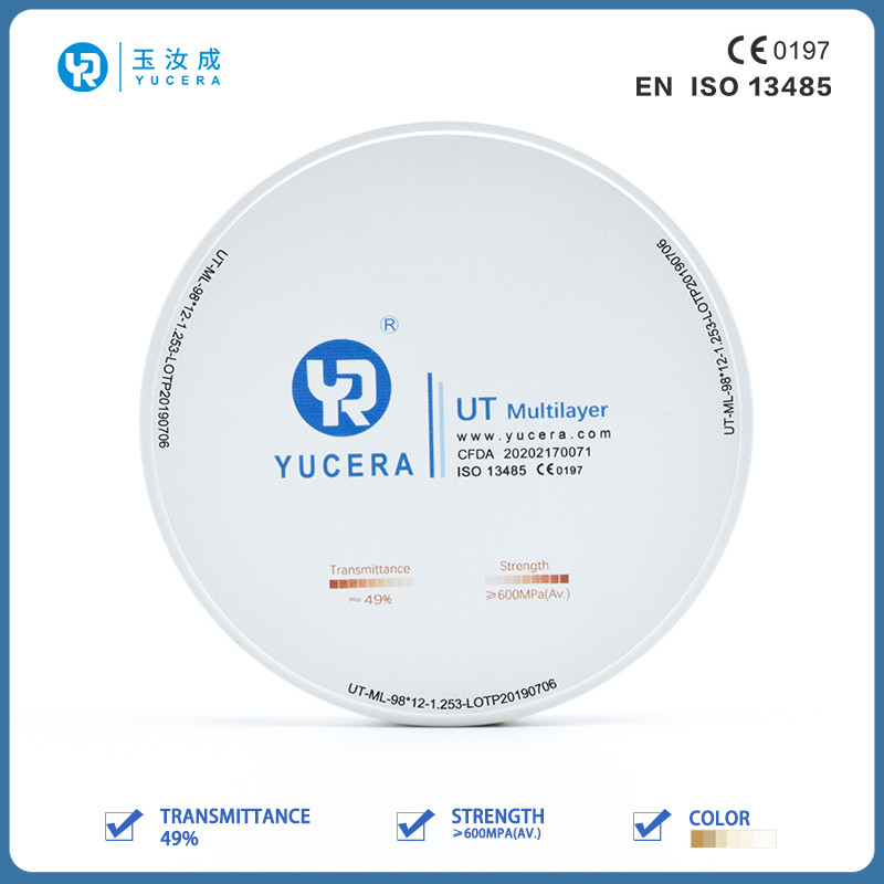 Yucera High Translucent Zirconia Dental Block UT Multilayer CAD CAM Zirconia Blocks