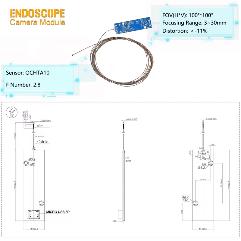 OCHTA10 Sensor Nasal Inspention Endoscopy Side View Endoscope Camera Module 0.9mm