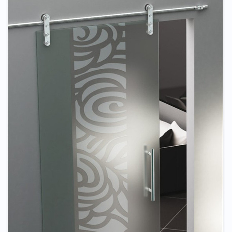 Frosted Tempered Glass Sliding Door Toughened With Hardware Kit