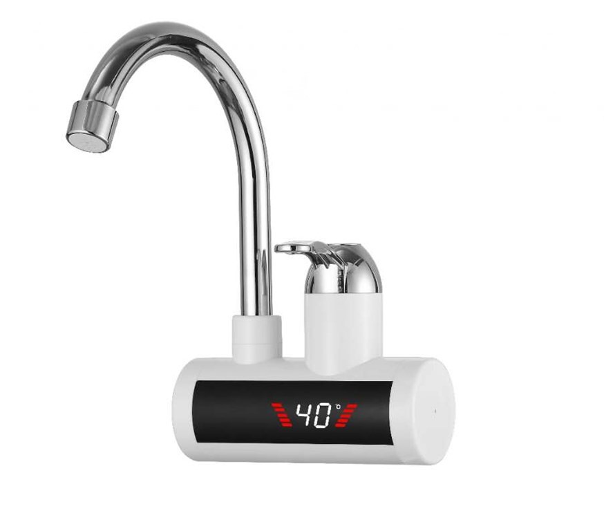 Electric Deck Mounted Kitchen Faucet 3000W IPX4 Bathroom Sink Water Tap LVD