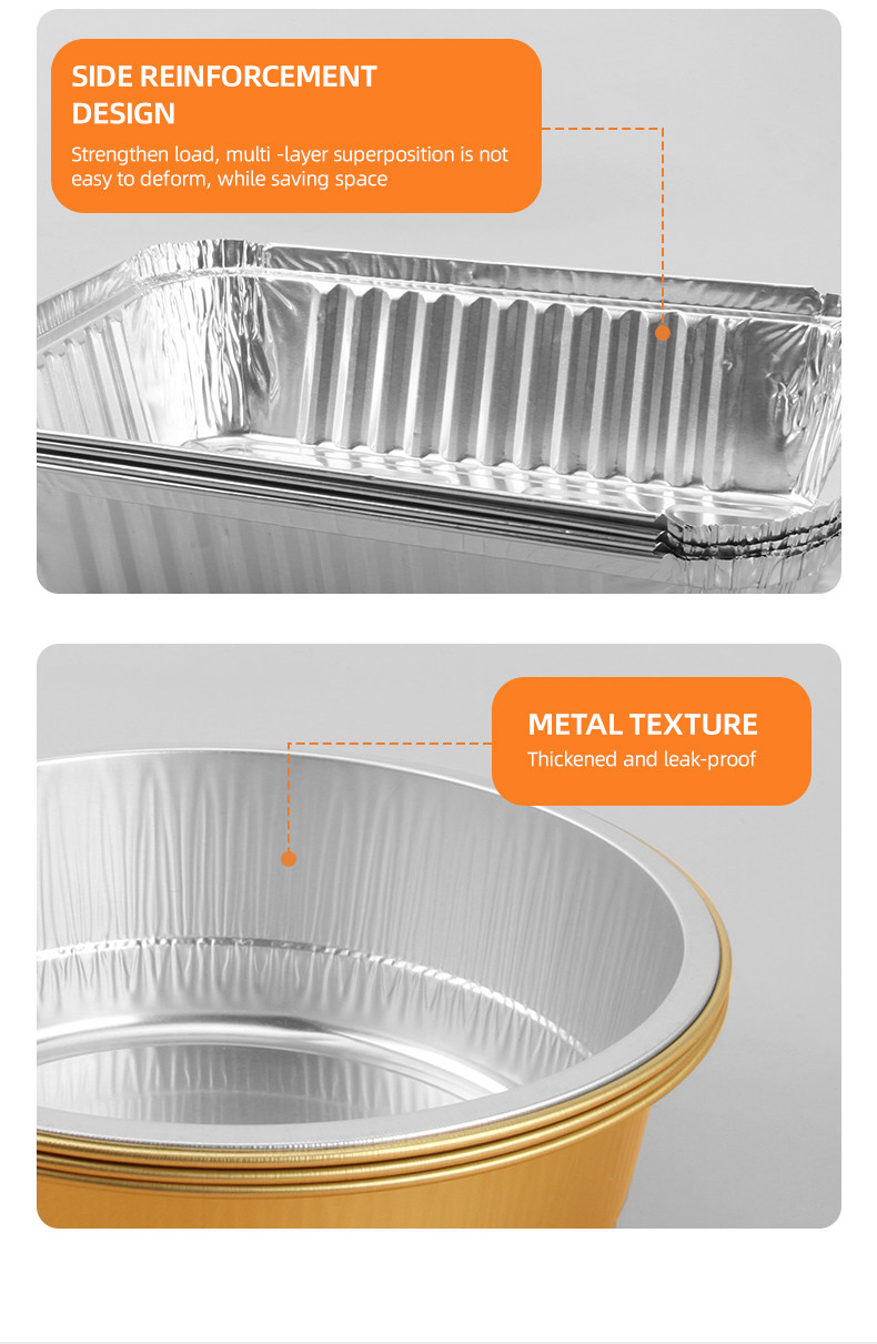 Silver Gold Customize Packing Boxes 3 Compartment Aluminum Foil Lunch Box