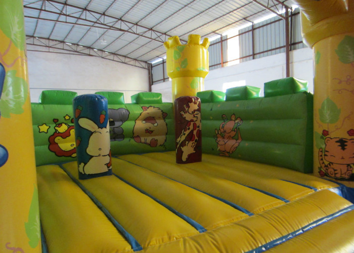 Waterproof Zoo Inflatable Bouncy Castle , Cartoon Commercial Grade Bounce House