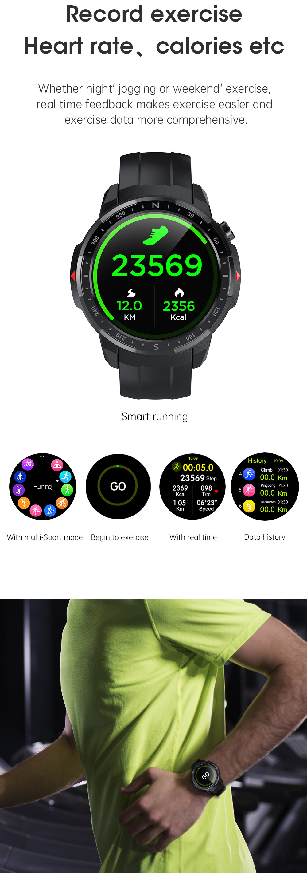 L20 BT Call IP68 Heart Rate Sleep Monitor Smart Watch Clip Charging Long Standby