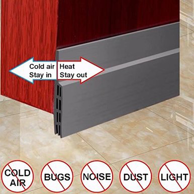 Brown TPE Door Draft Stopper for Under Door Bottom Seal Strip Home Weather Stripping