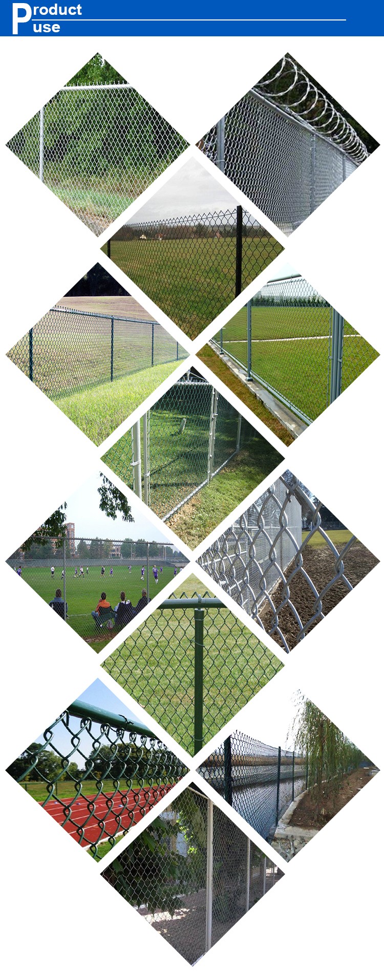 Home garden hot dipped galvanized chain link fence , pvc coated chain link fence