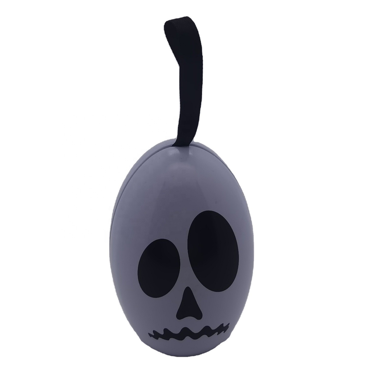 Custom Design Halloween Egg Shaped Tin With Ribbon Hanger Holiday Chocolate Gift Box