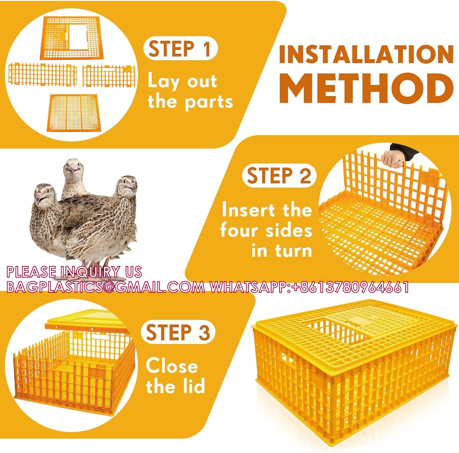 Poultry Carrier Crate Chicken Transport Cage Bird Chicken Carrier Travel Crate Basket Box