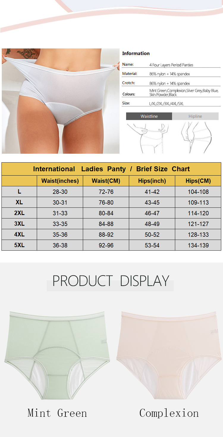 Plus size Underpants Calcinha Feminina Leak-Proof Ladies Briefs Bragas Women's Underwear