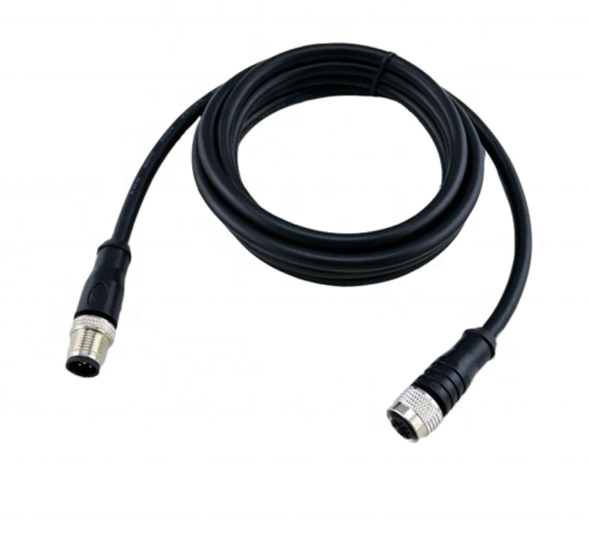 5pin 8pin M12 Circular Straight angle Wire Cable assembly Male Female connector for PCB CCTV camera automative