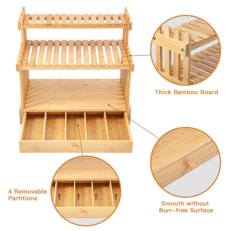 Organize Your Kitchen Countertop in Style with 3-Tier Bamboo Standing Spice Rack