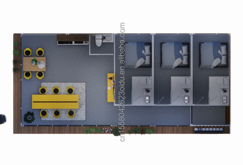 Family Housing Solution 20FT Combination Flat Packaging Container with 2 Rooms and 3 Bedrooms Hotel Style