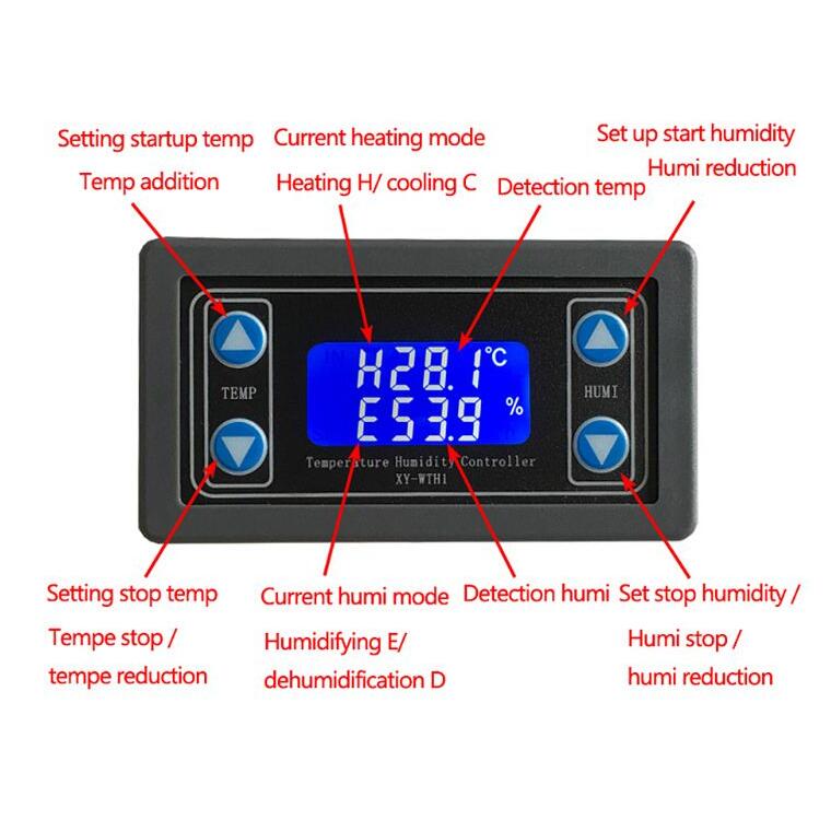 XY-WTH1 DC 6-30V Digital display Constant Temperature humidity Controller Dual Output thermostat With Sensor For AC 220V