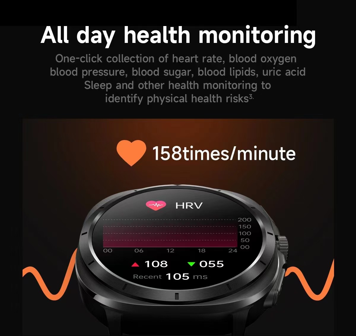 ET492 Blood Pressure Blood Oxygen Smart Watch With Emergency SOS