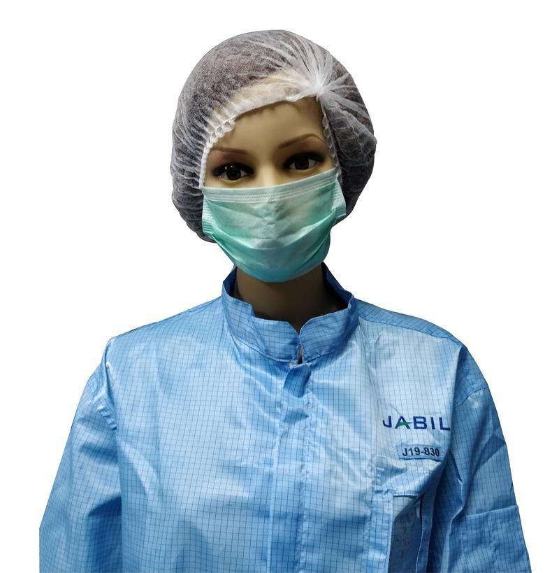 Antistatic Jackets Cleanroom Apparel 5mm Grid Polyester YKK Zip With Logo Printing