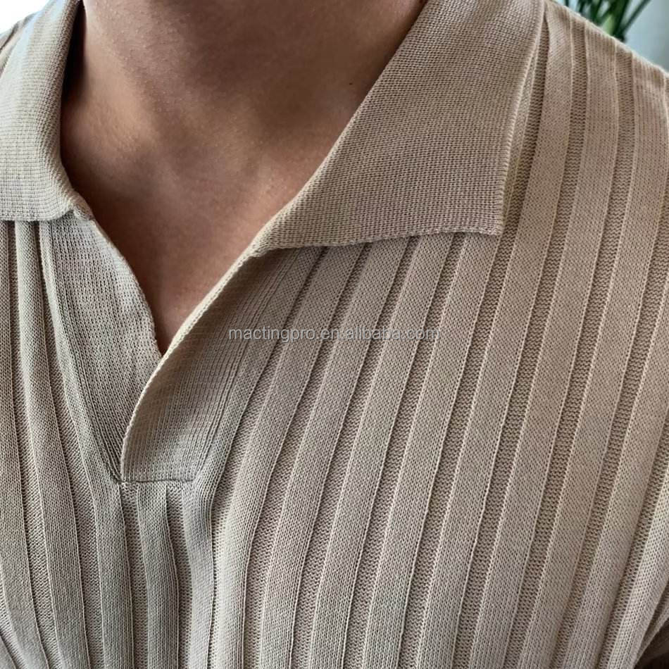 2024 Summer Fashion Elegant Trendy Quarter Sleeved Plain Polo Collar T-shirt for Men