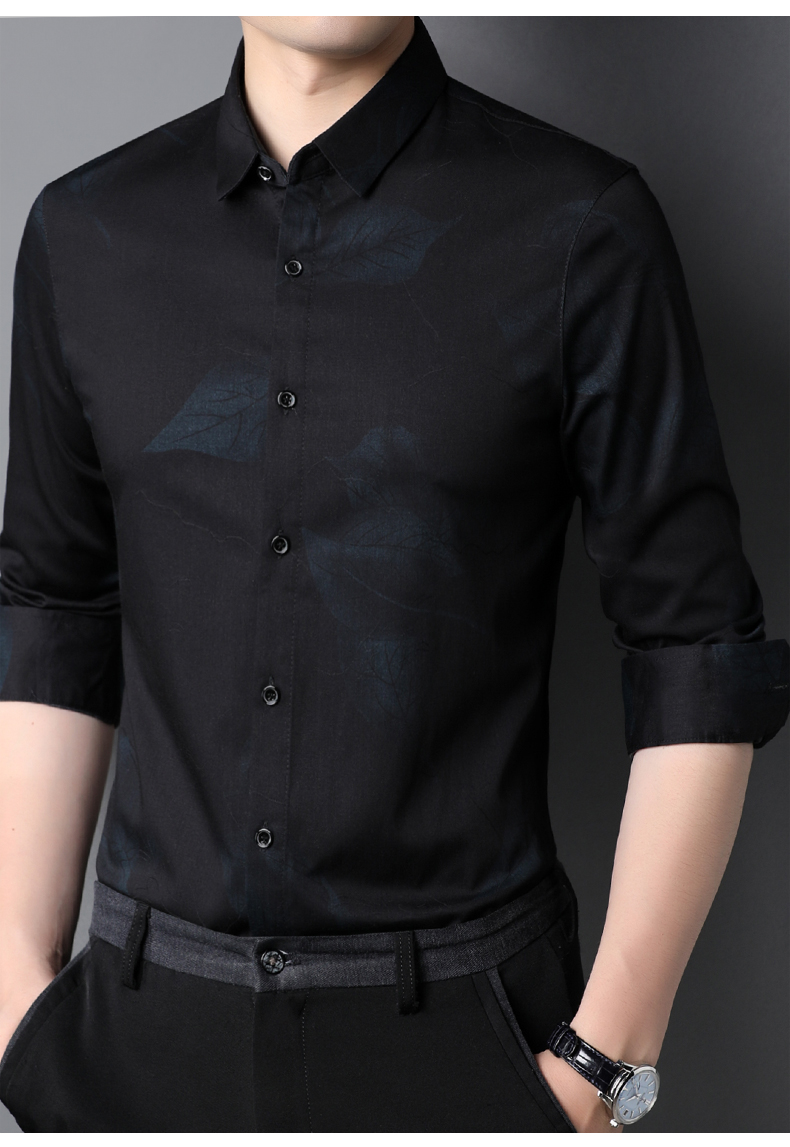 Custom Plus Size Viscose/Polyester/Spandex Long Sleeve Dress Shirt for Men's Shirts