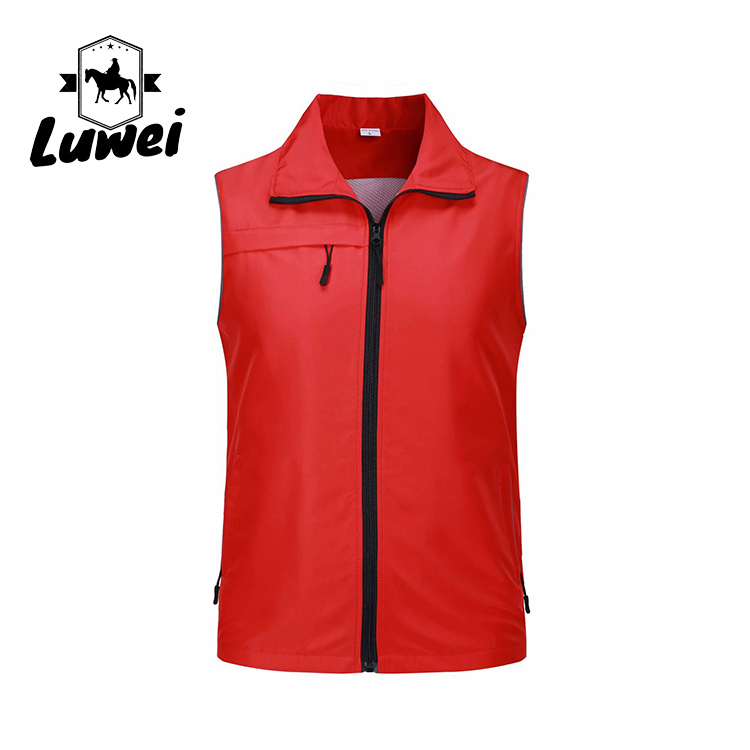 New Male Casual Summer Big Size Reflective Slim Fit Lapel Utility Zipper Thin Workwear Waistcoats Oversized Vests for Men