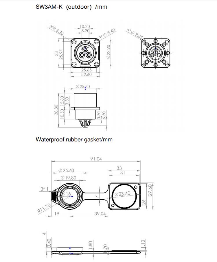 Metal IP67 Power Connector Anti Interference Waterproof 3 Pin Connector Female