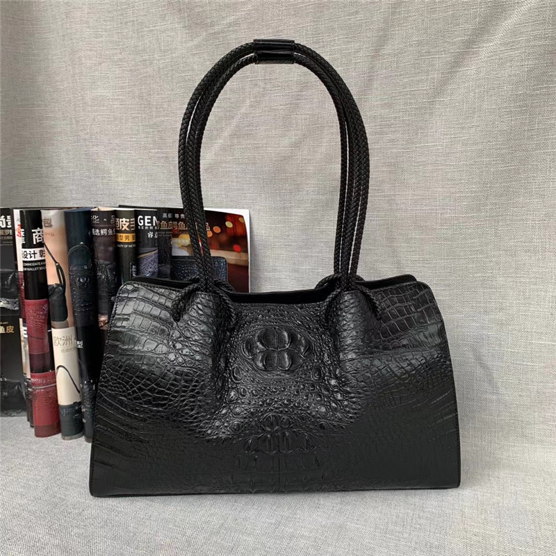 Genuine Alligator Leather Lady Large Totes Exotic Crocodile Skin Female Top-handle Handbag Women Single Shoulder Bag