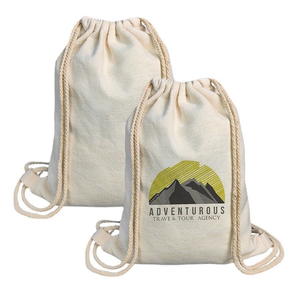 40*30cm Custom Linen Drawstring Bags For Heat Transfer Printing 300g 380g