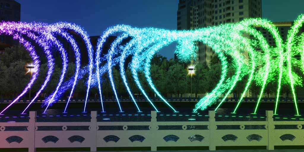 Music Control Floating Fountain Water Swing 3D Jet Fountain