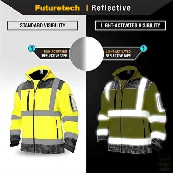 Waterproof Thermal Safety Reflective Jacket with Detachable Hood for High Visibility Workwear