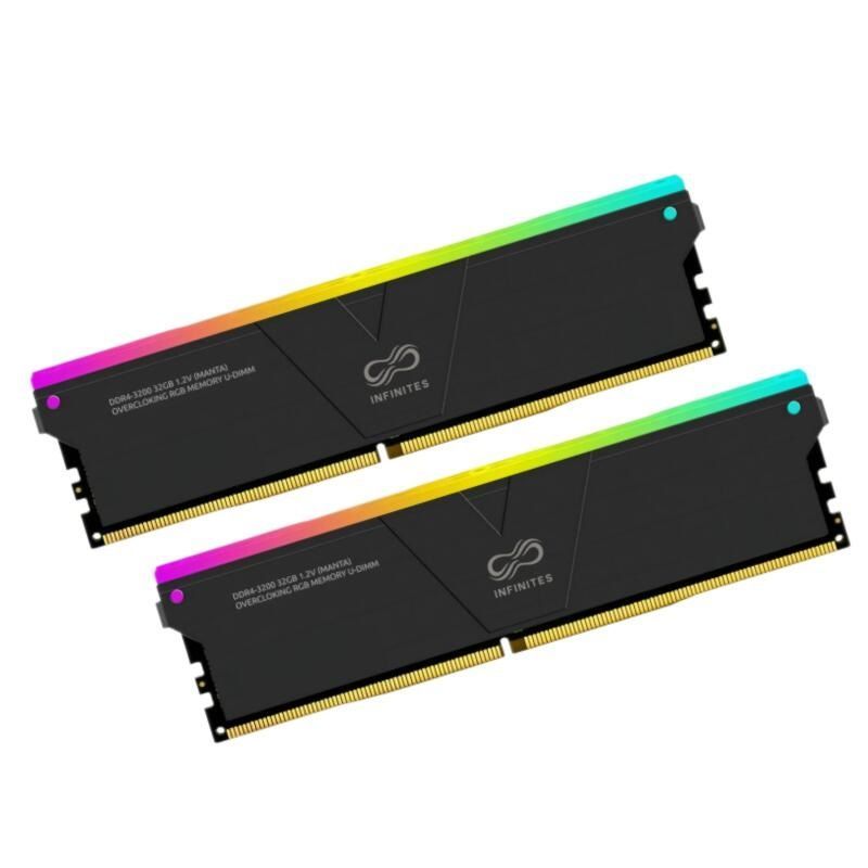 Infinites Memory Solution DDR4 288pin 32GB (2*16GB) 3200MHz Udimm PC-25600 1.35V Non Ecc Gen 4 RGB Gameing Memory Stick Kits