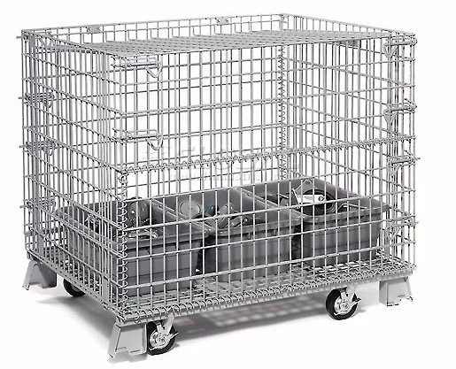 Foldable Steel Wire Storage Container Bin Heavy Duty OEM Accept 800-1200mm Width