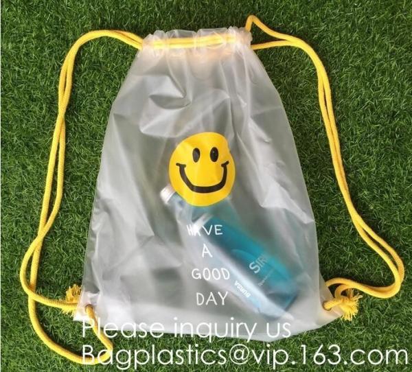 Biodegradable Drawstring Laundry Bag customzied, Logo Printed Poly Hotel, Travel