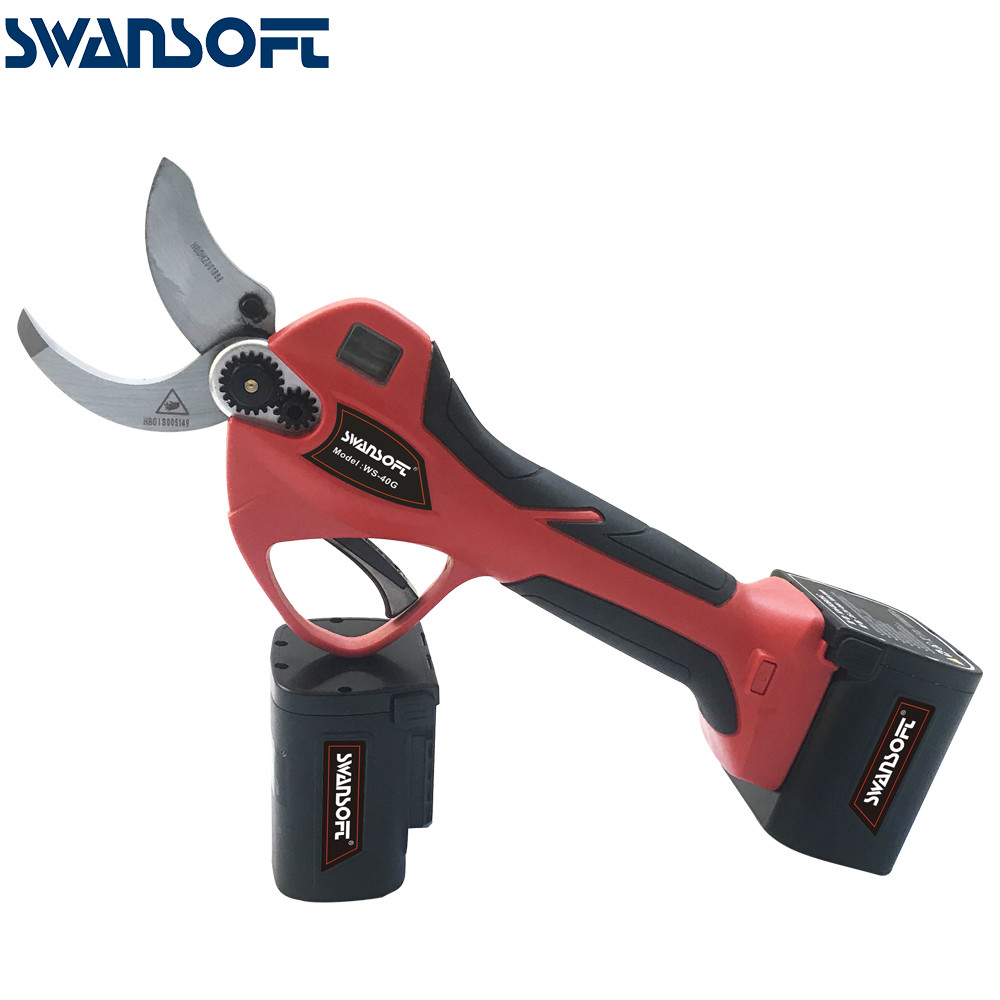 Swansoft 4.0CM Electric Cordless Pruner Lithium-ion Pruning Shear Efficient Fruit Tree Pruning Electric Tree Branches