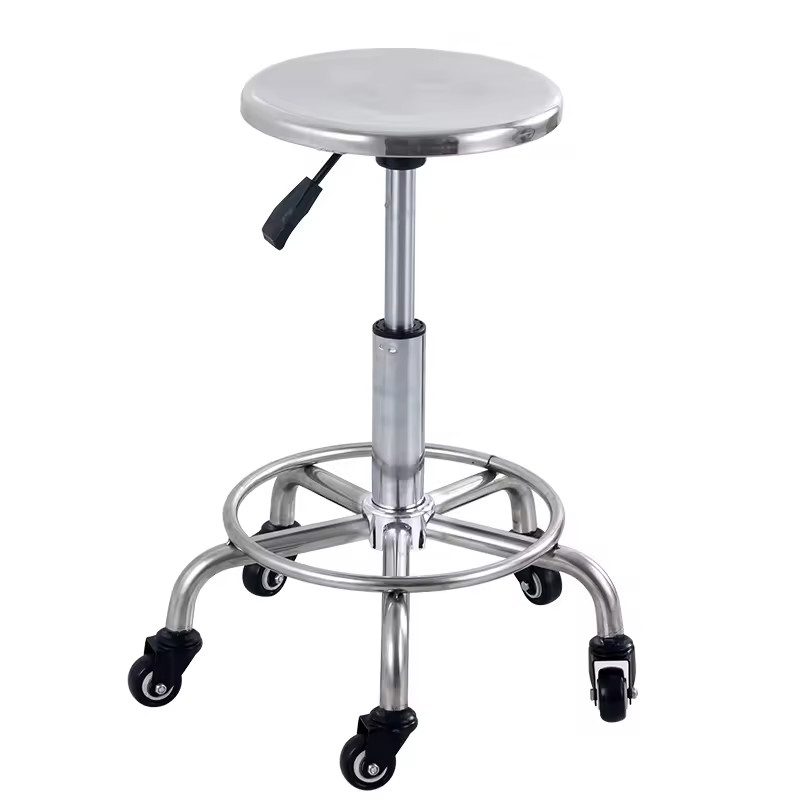 Stainless Steel Structure Lab Stool Round Cushion Adjustable Chair For Office And Laboratory Use