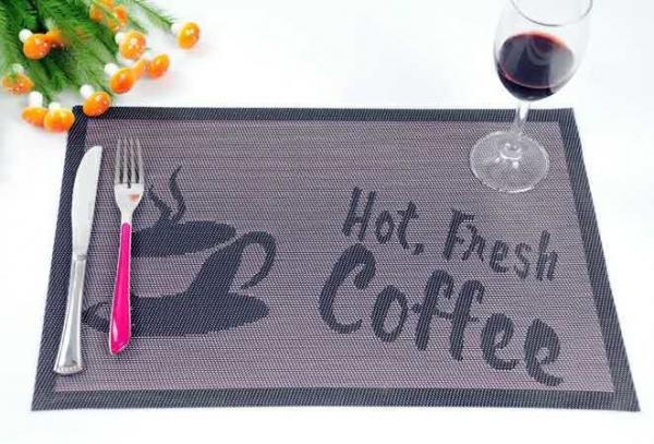 Quality pink color Washable Textilene Placemats Heat Insulation Non-slip Mats in 45*30 cm for coffee or restaurant for sale